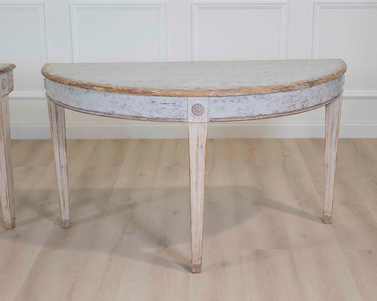 Pair of Swedish 19th Century Gustavian Style Demi-Lune Tables - JAA