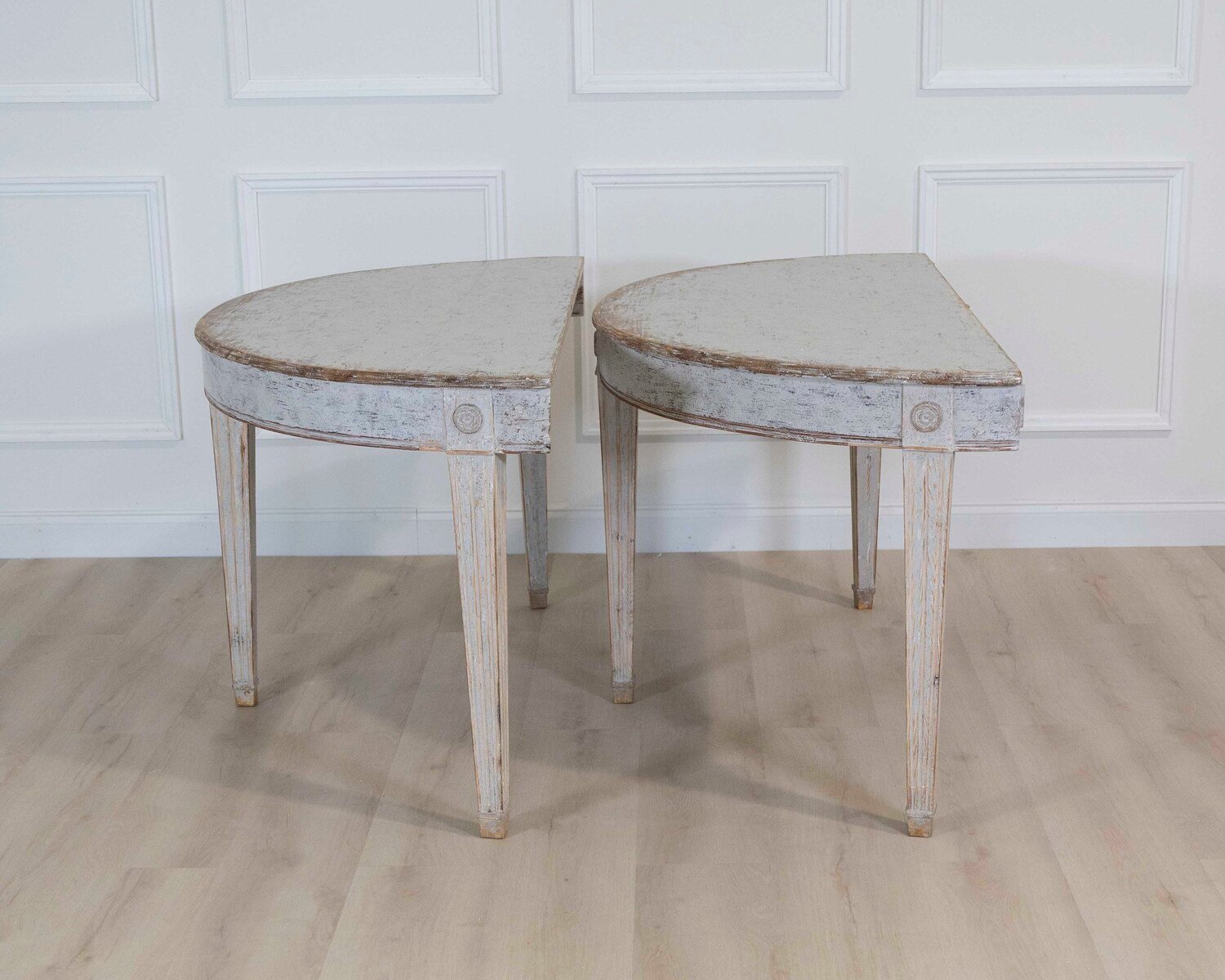 Pair of Swedish 19th Century Gustavian Style Demi-Lune Tables - JAA