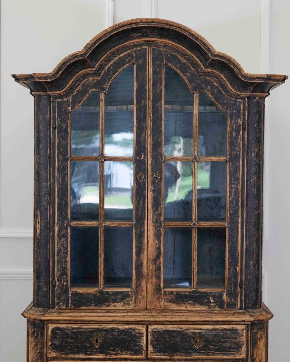 Period Rococo Cabinet with Glass Doors, circa 1820 - JAA