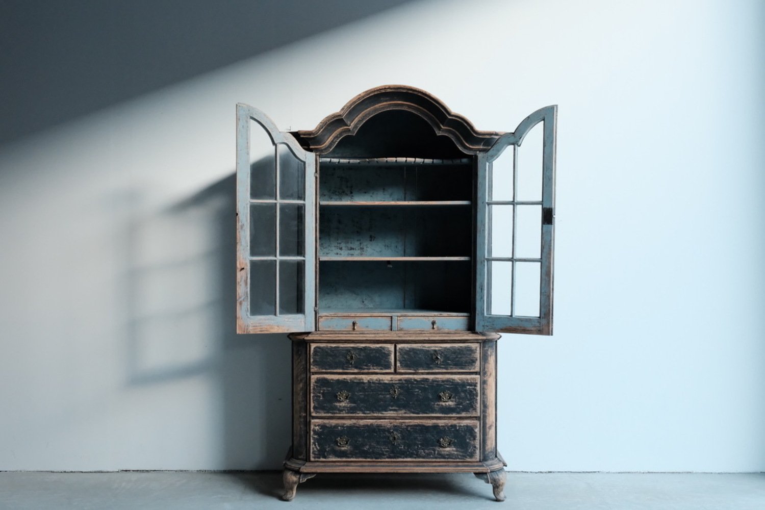 Period Rococo Cabinet with Glass Doors, circa 1820 - JAA