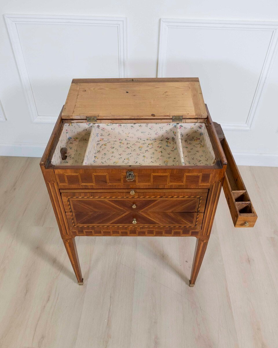 Louis XVI Marquetry Chiffonier Table - JAA