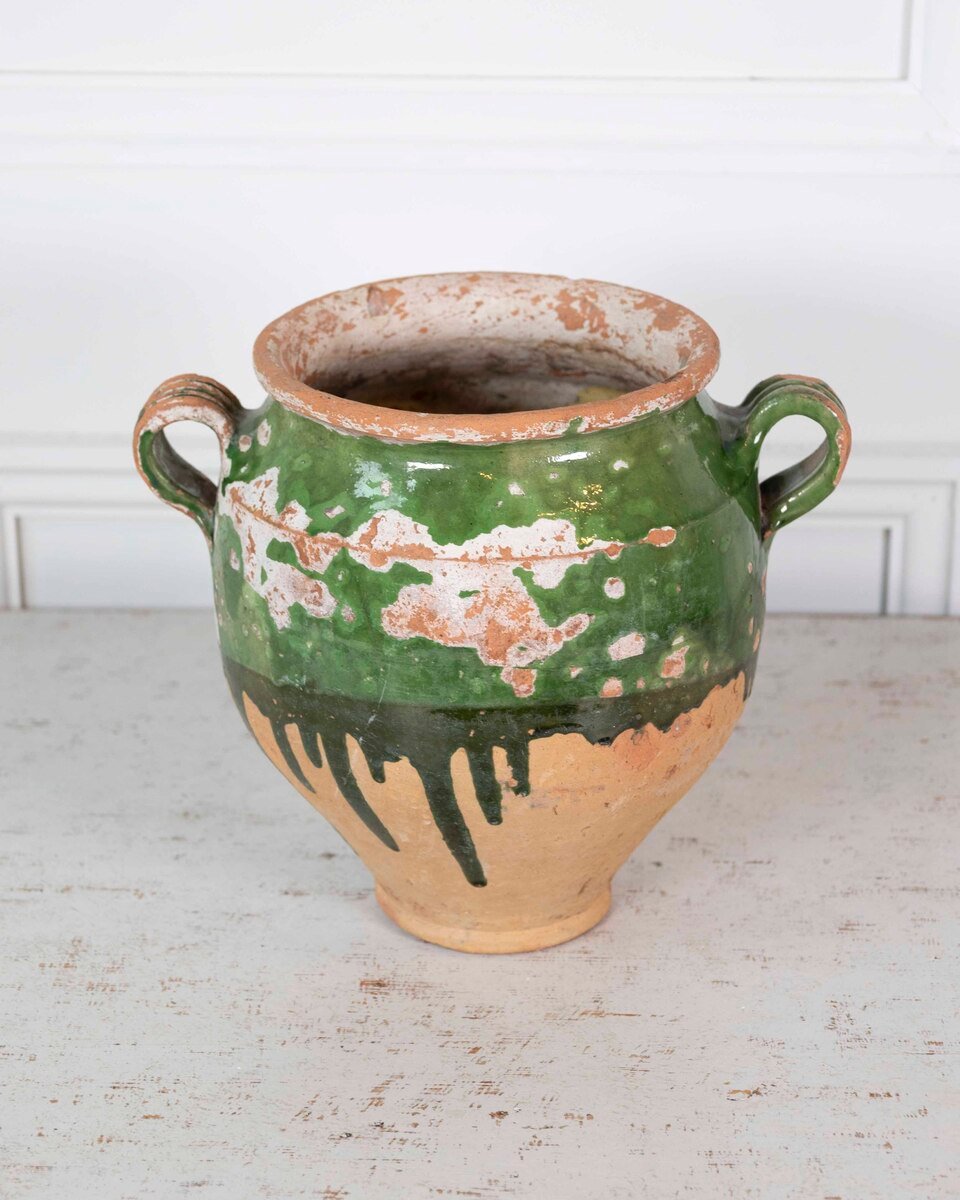 French 19th Century Green-Glaze Confit Pot - JAA