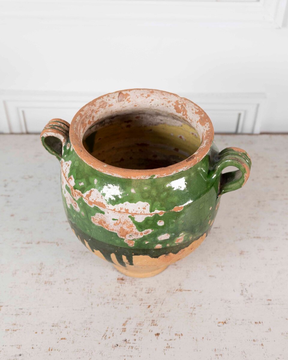 French 19th Century Green-Glaze Confit Pot - JAA
