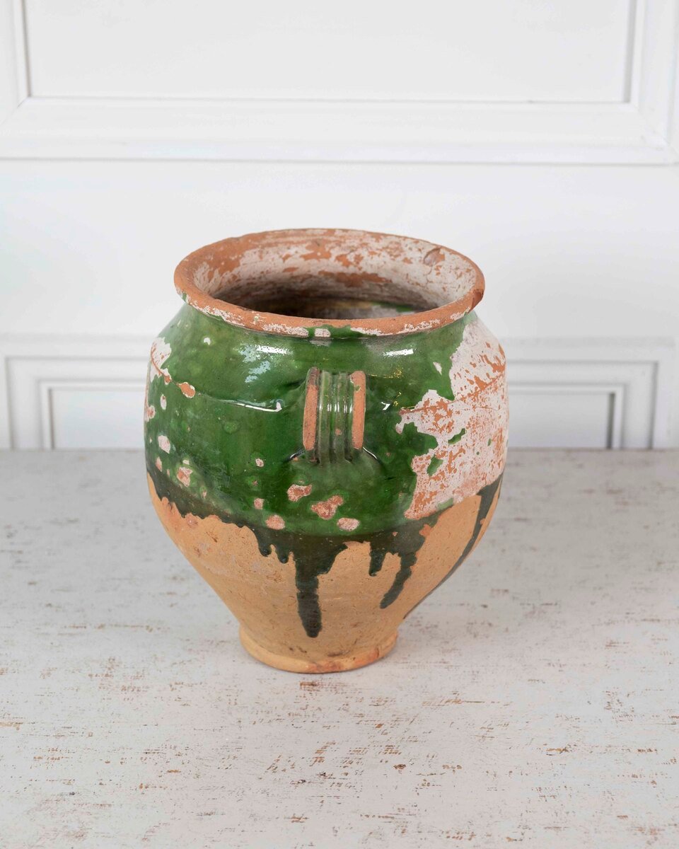 French 19th Century Green-Glaze Confit Pot - JAA