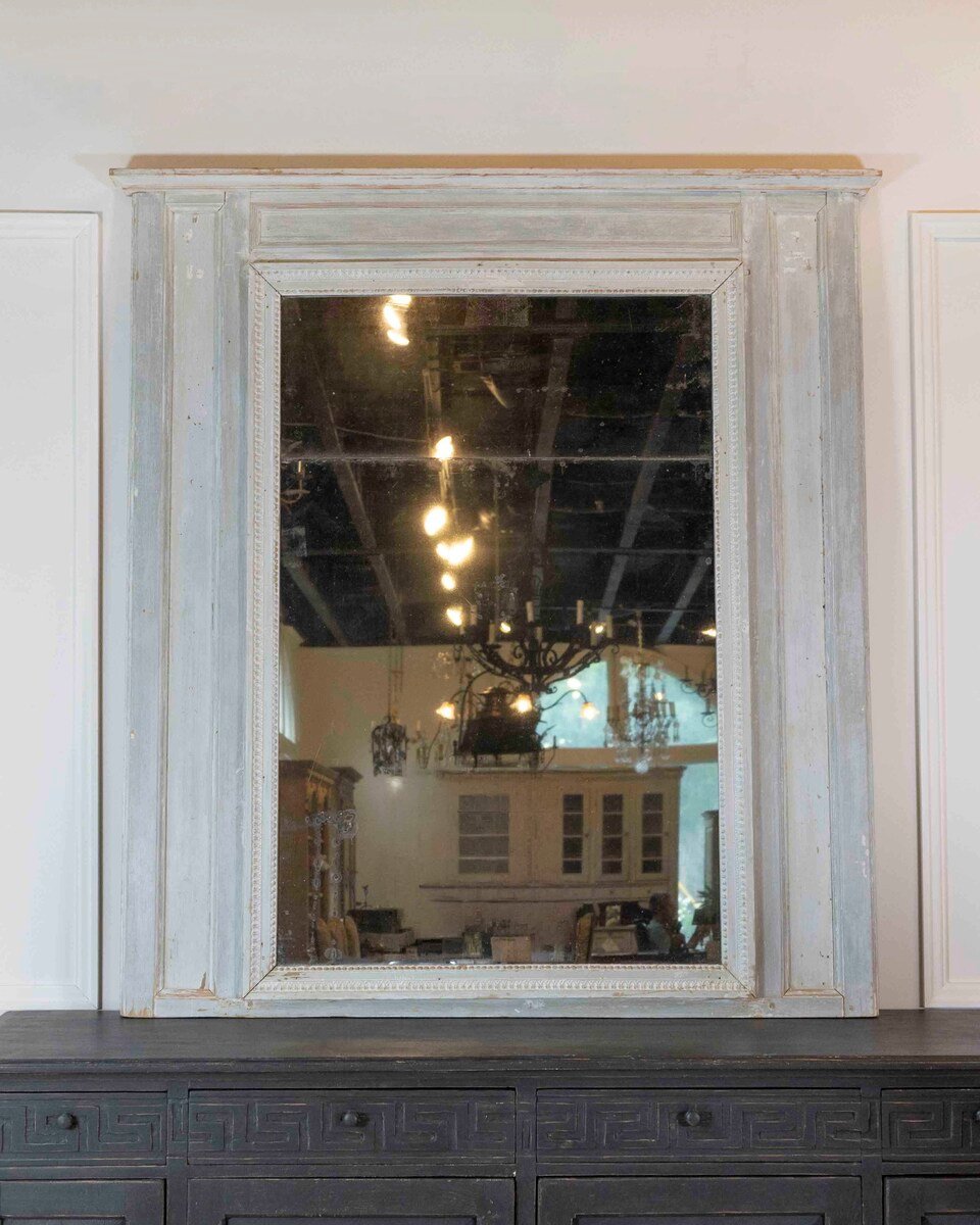 French 18th Century Louis XVI Painted Trumeau Mirror - JAA