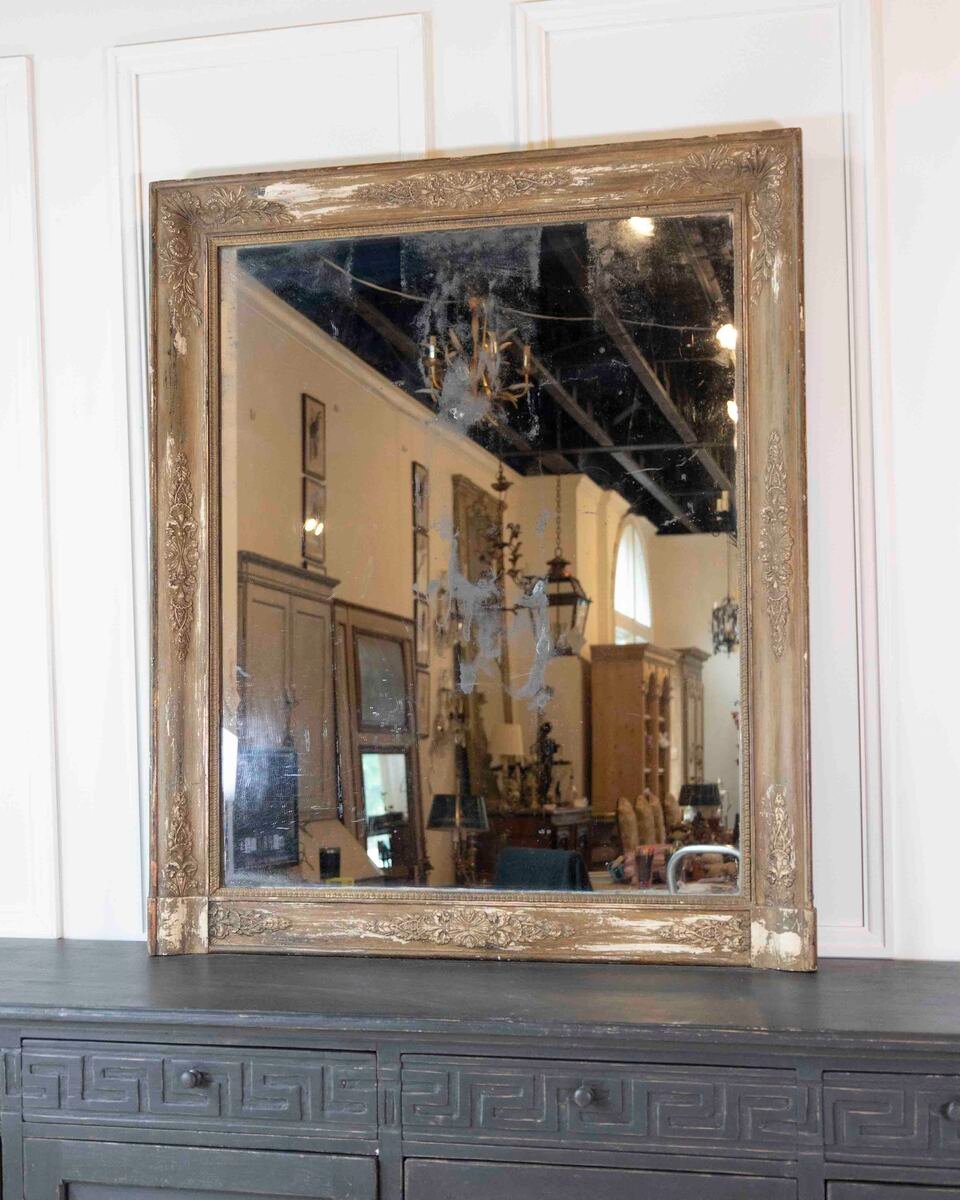 French 19th Century Empire Painted Mercury-Glass Mirror - JAA