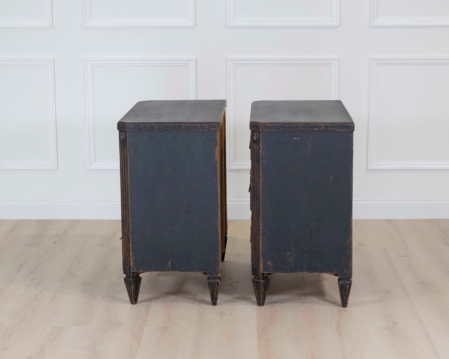 Pair of 19th Century Black Scandinavian Chests of Drawers - JAA