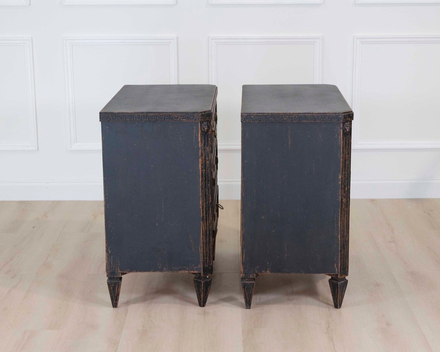 Pair of 19th Century Black Scandinavian Chests of Drawers - JAA