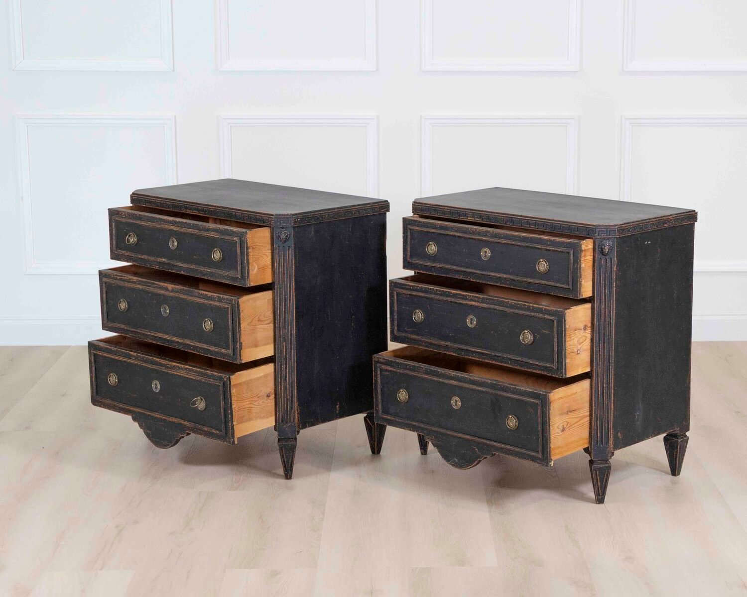 Pair of 19th Century Black Scandinavian Chests of Drawers - JAA