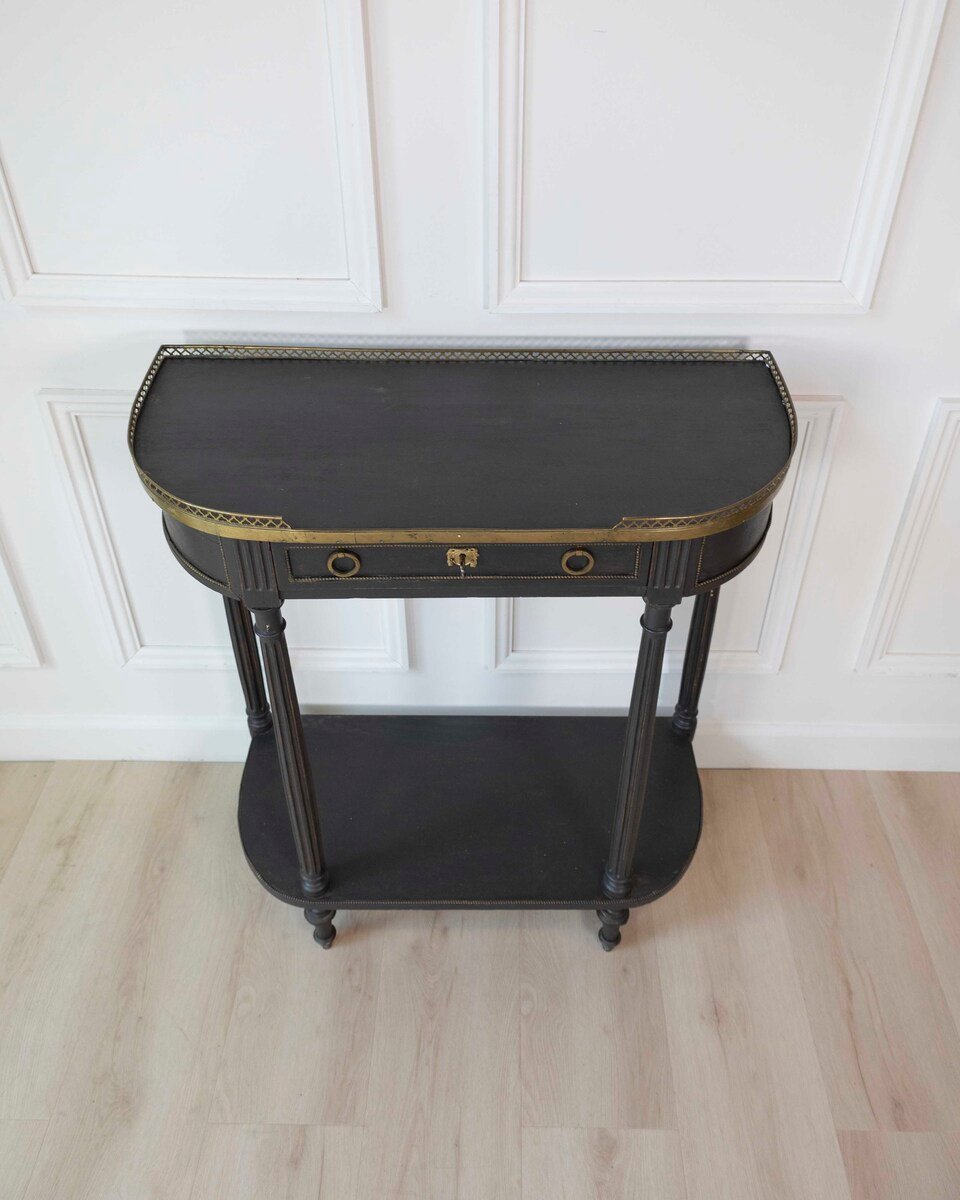 Mid-19th Century Swedish Ebonized Console Table with Brass Gallery and Slate Top, Circa 1850 - JAA