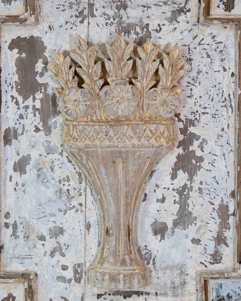 18th Century Carved and Painted Wooden Panel - JAA