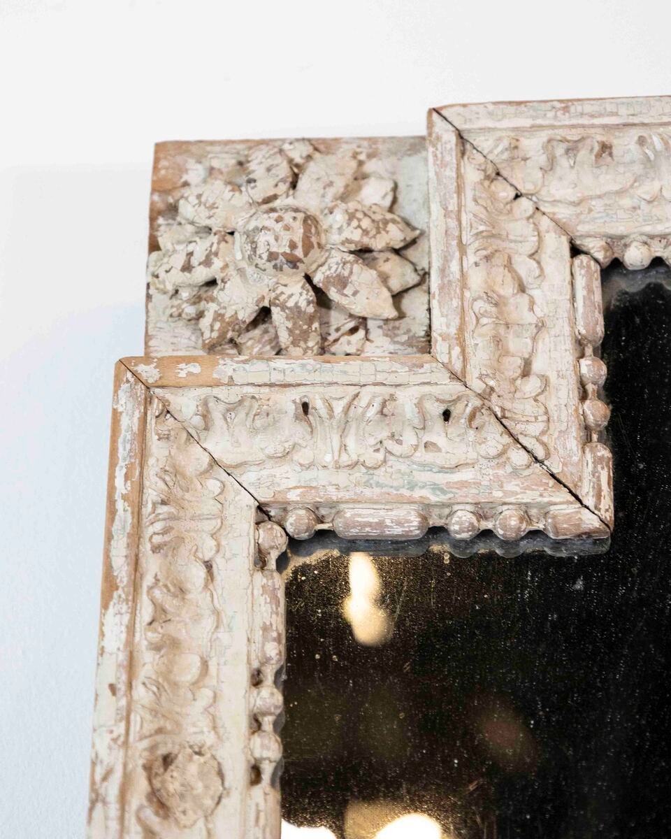French 18th Century Louis XVI Painted Wood Panel Mirror - JAA