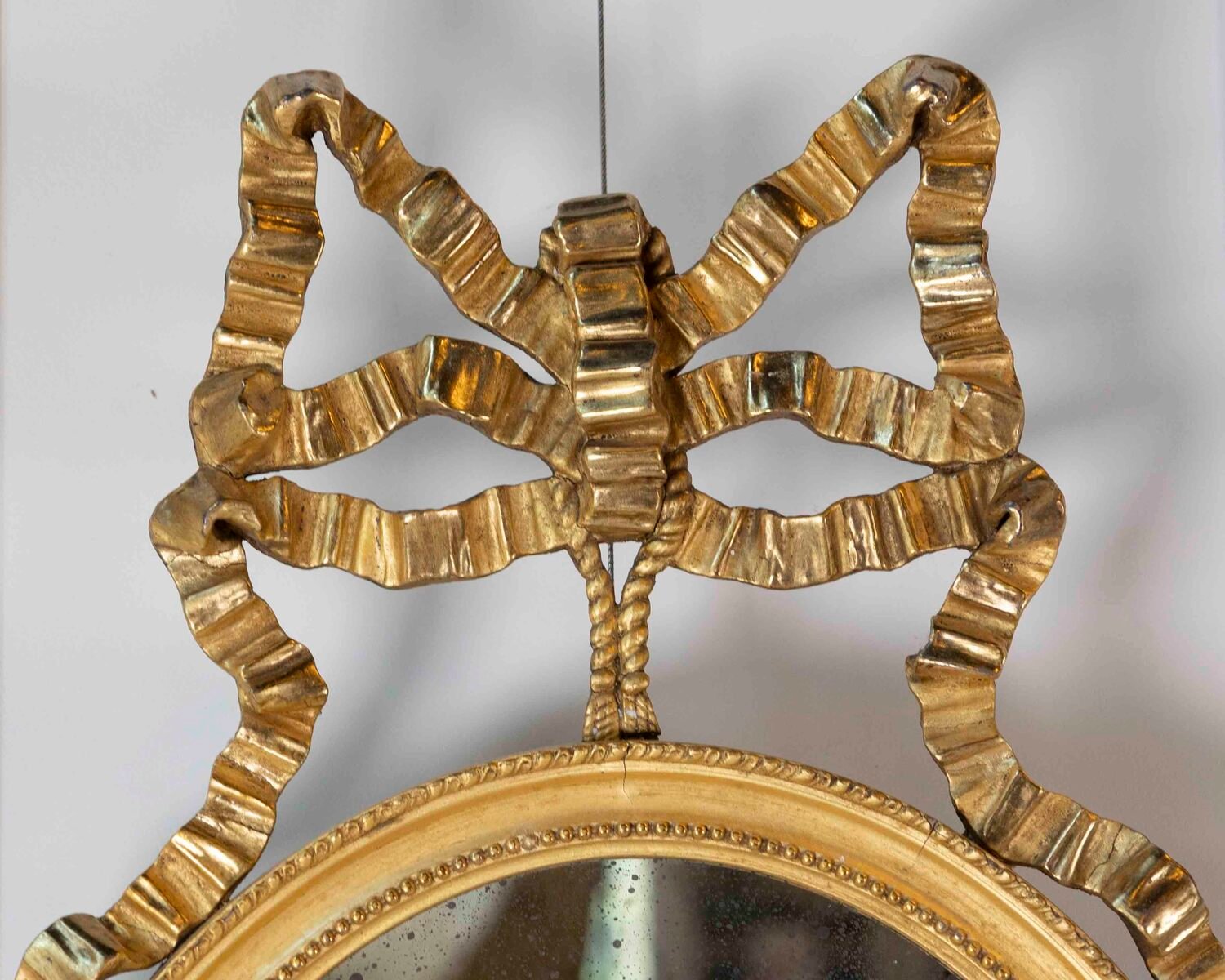 Pair of Swedish 20th Century Ribbon-Crested Mirrors - JAA