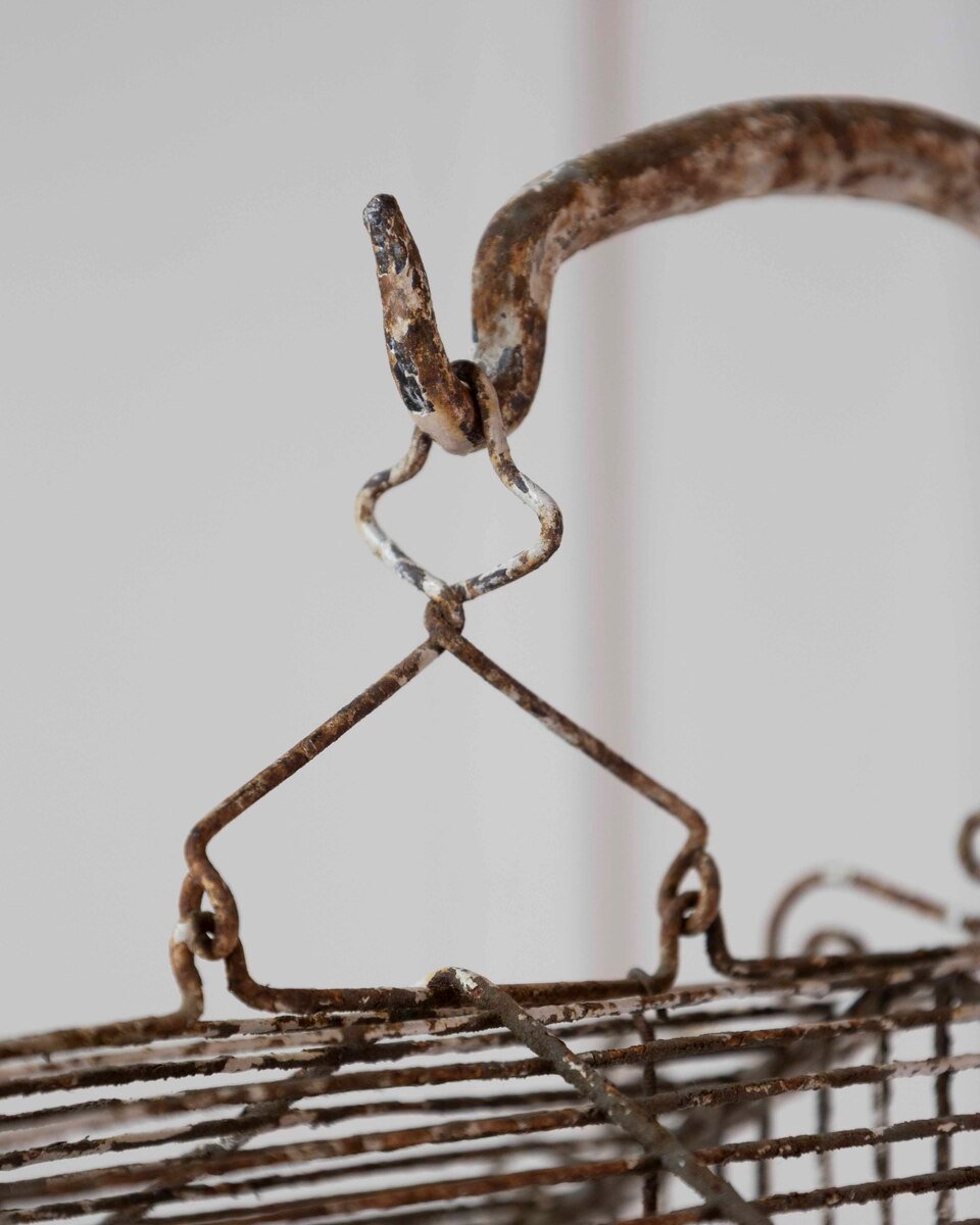 Charming French Birdcage Plant Stand with Original Paint - JAA