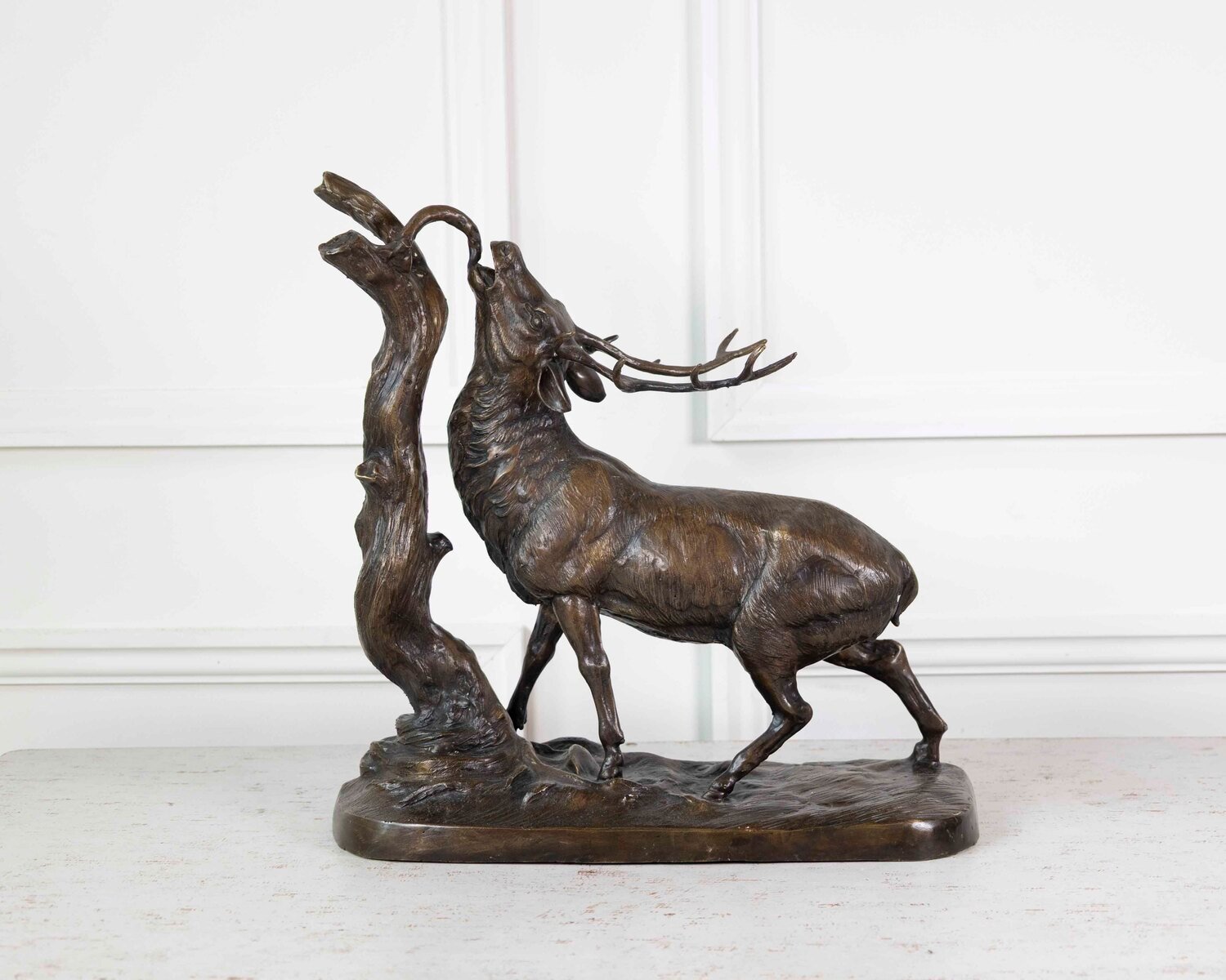 Large Bronze Animal Group – Rutting Stag – Late 19th Century. - JAA