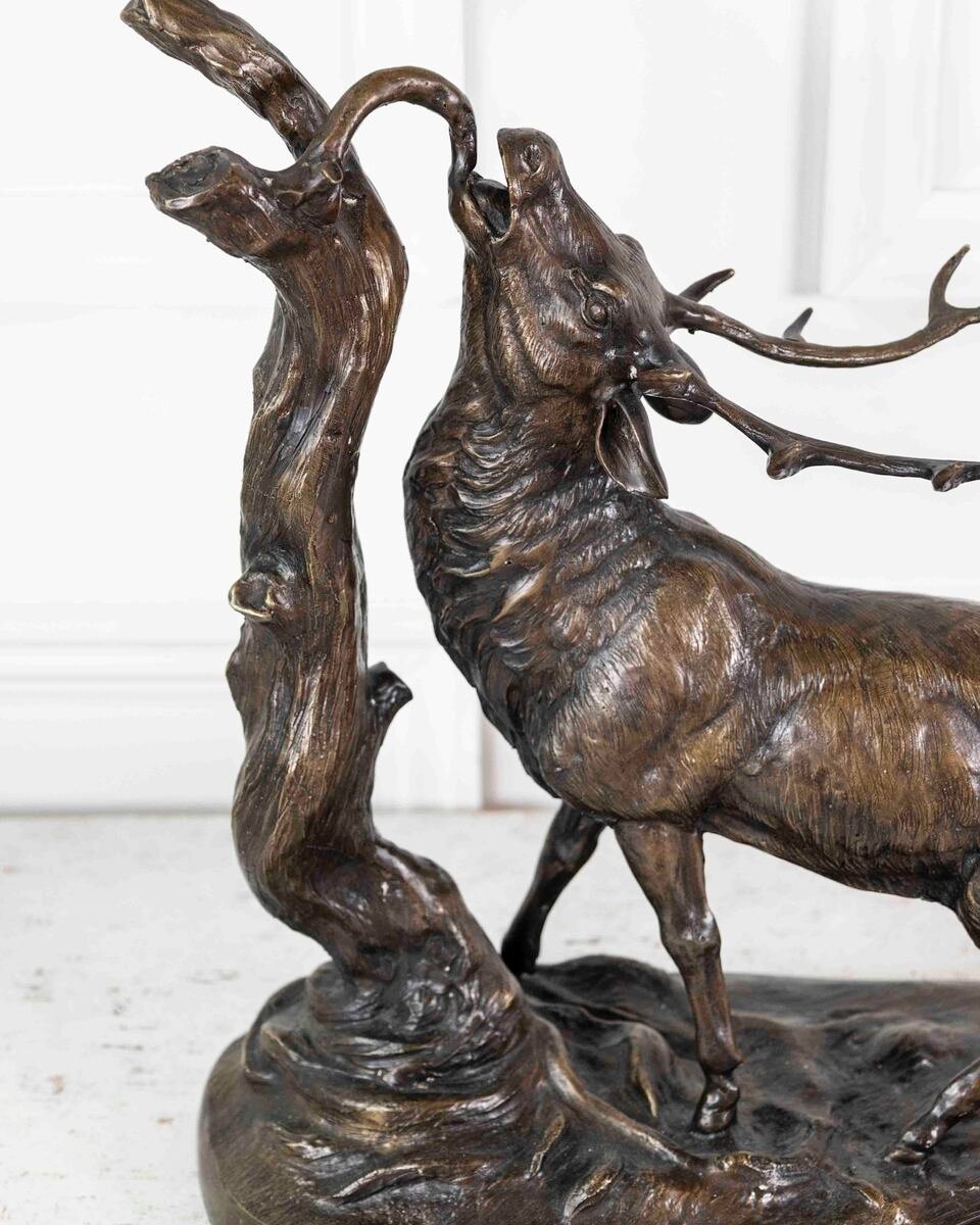 Large Bronze Animal Group – Rutting Stag – Late 19th Century. - JAA