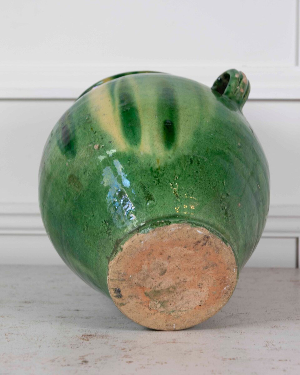 French 19th Century Green and Yellow Splash-Glaze Confit Pot - JAA