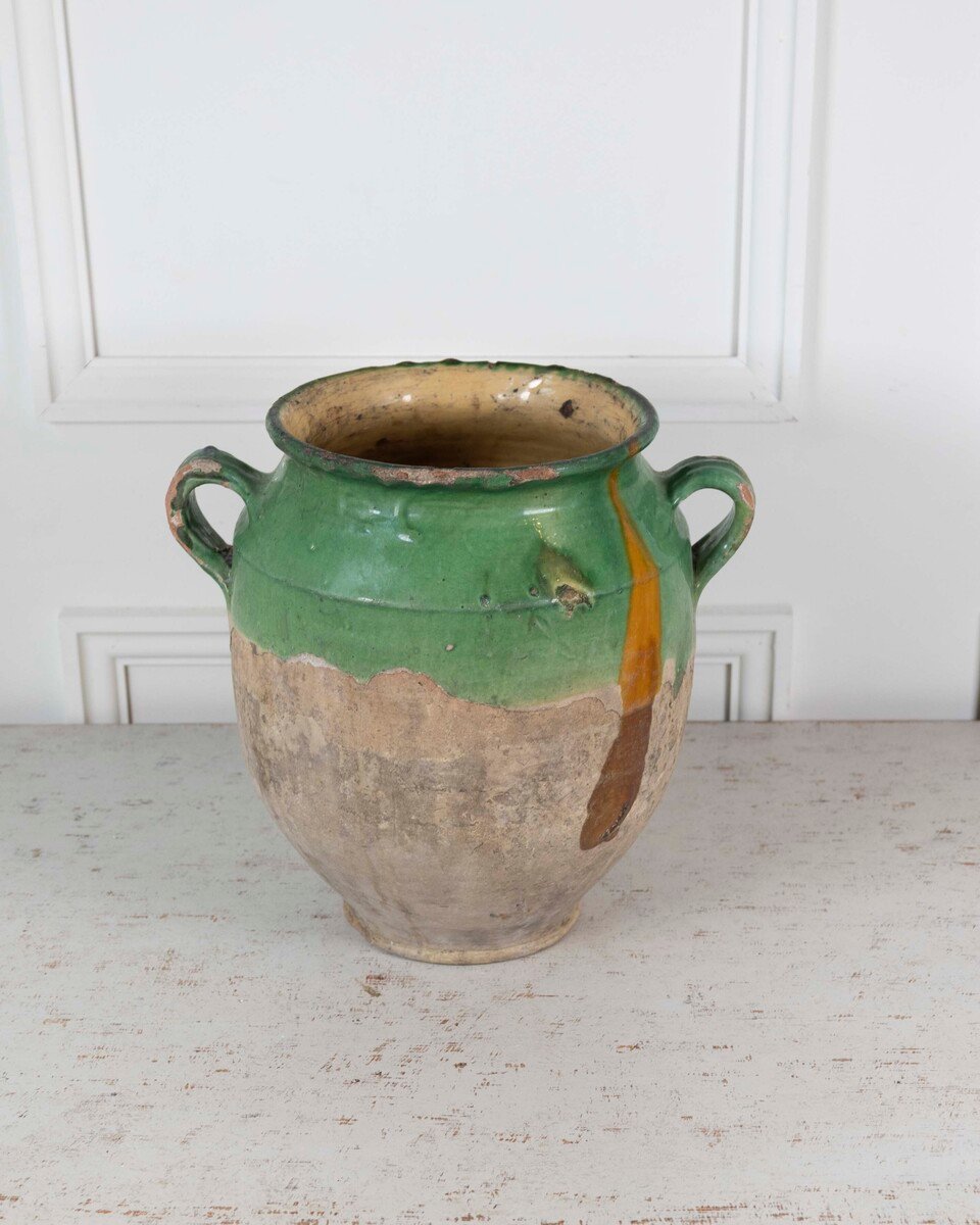 French 19th Century Green-Glaze Confit Pot - JAA