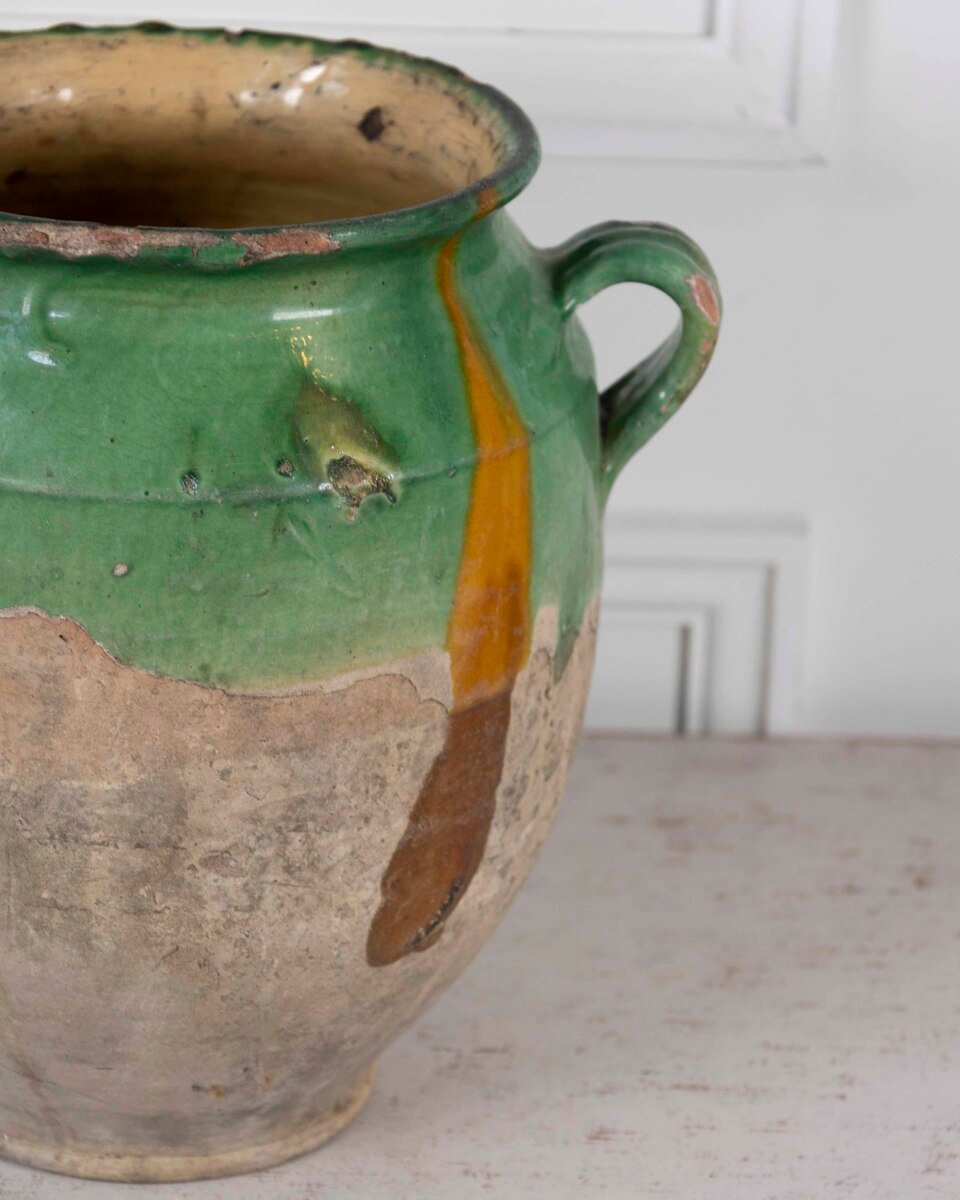 French 19th Century Green-Glaze Confit Pot - JAA