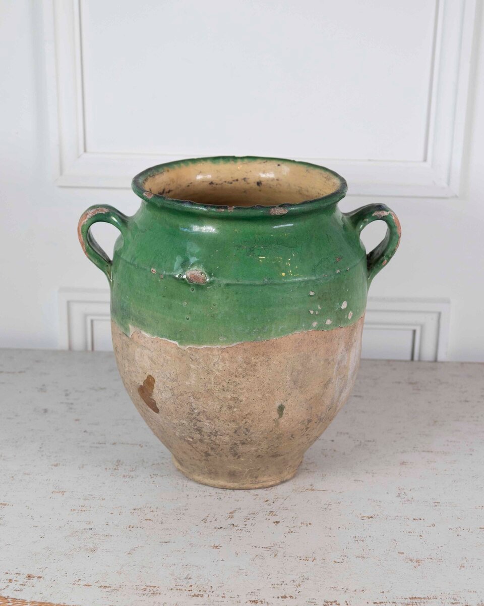 French 19th Century Green-Glaze Confit Pot - JAA
