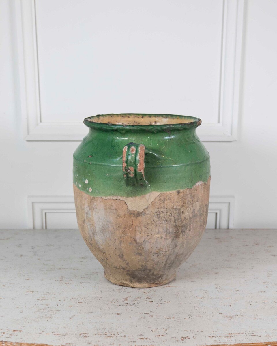 French 19th Century Green-Glaze Confit Pot - JAA