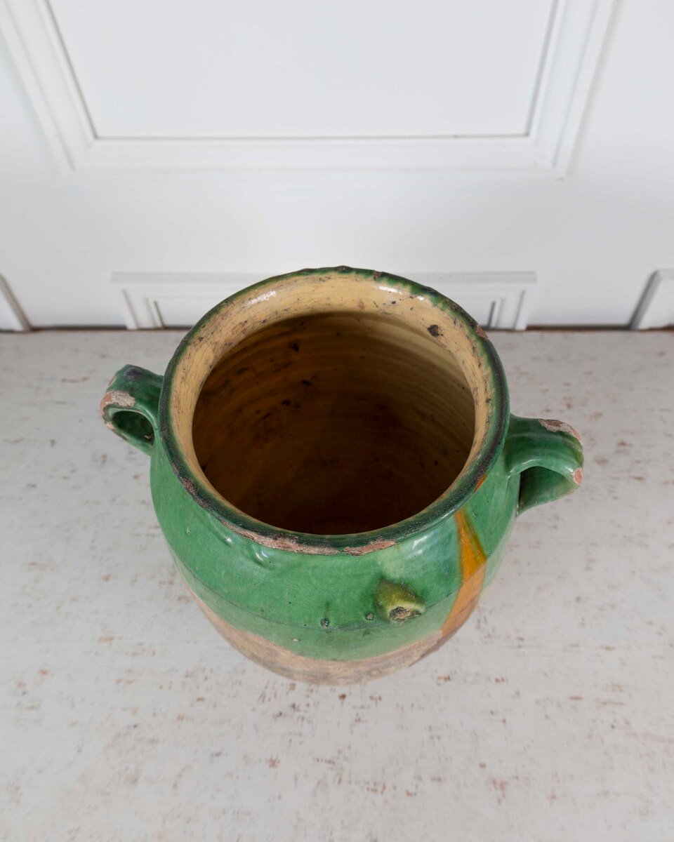 French 19th Century Green-Glaze Confit Pot - JAA