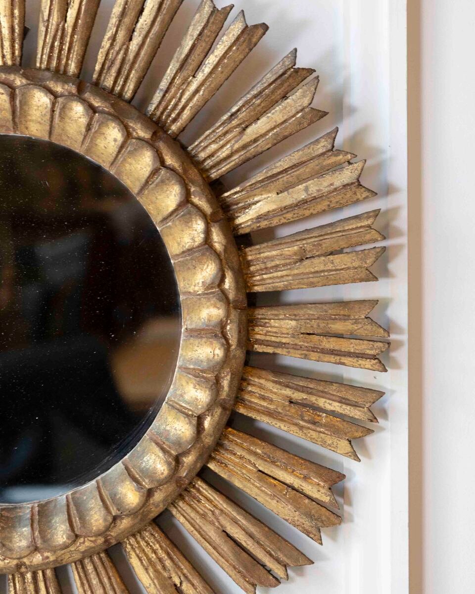 Spanish 20th Century Giltwood Sunburst Mirror - JAA