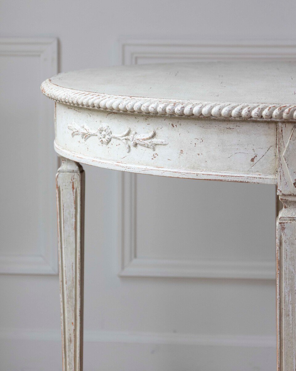 Swedish White Demi-Lune Table, circa 1920s - JAA