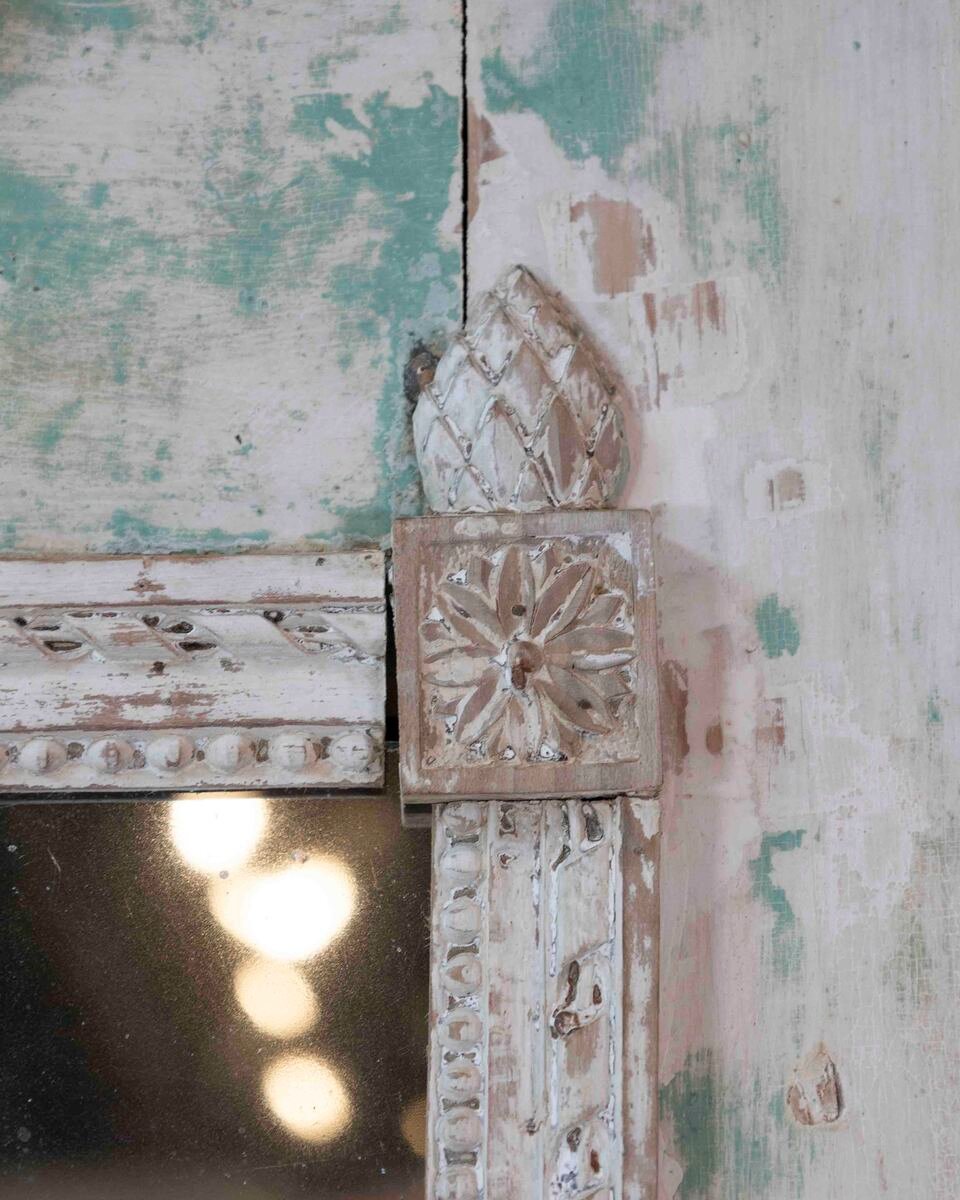 French 18th Century Louis XVI Carved Trumeau Mirror with Warrior Attributes - JAA