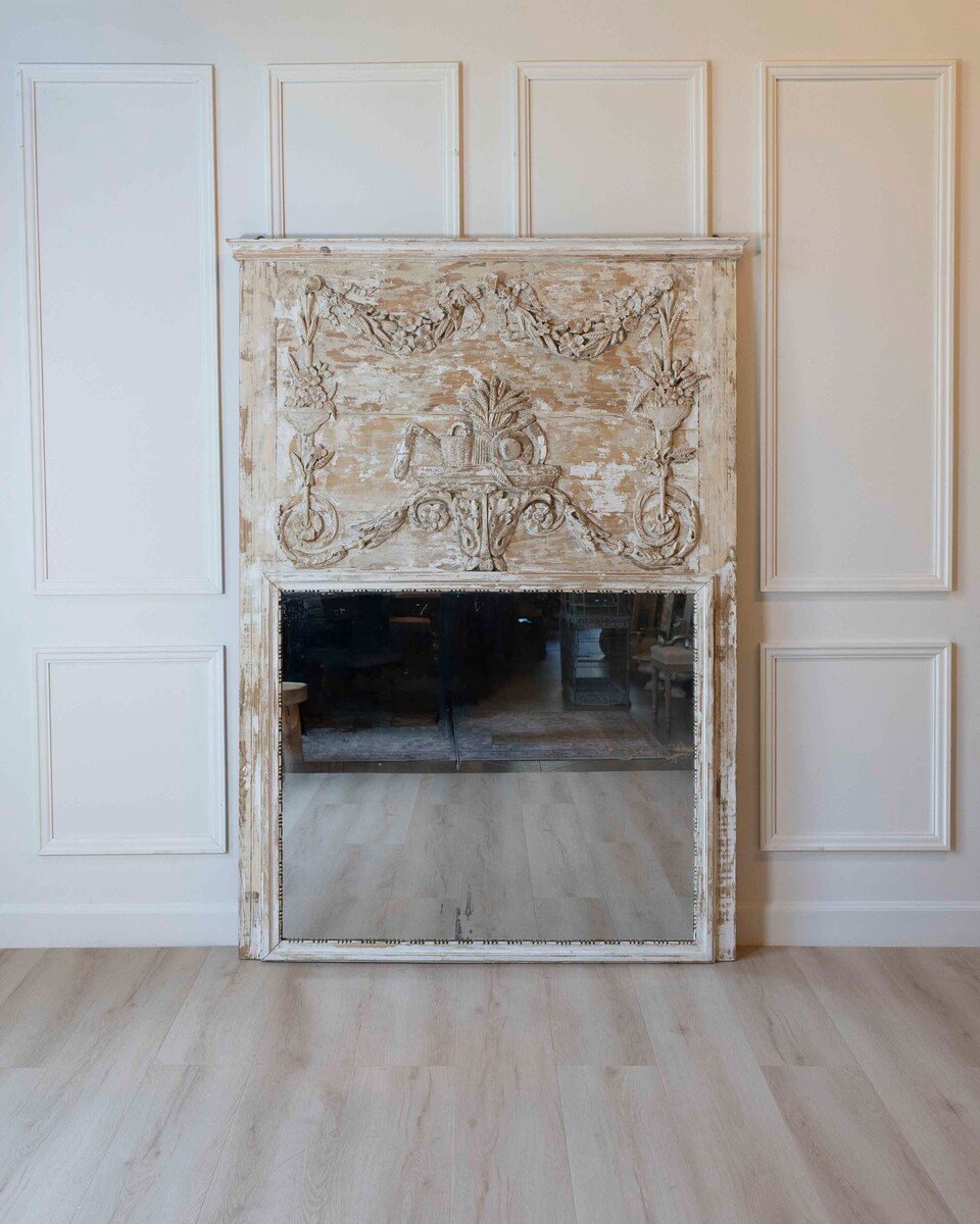 French 18th Century Louis XVI Style Carved and Painted Screen - JAA