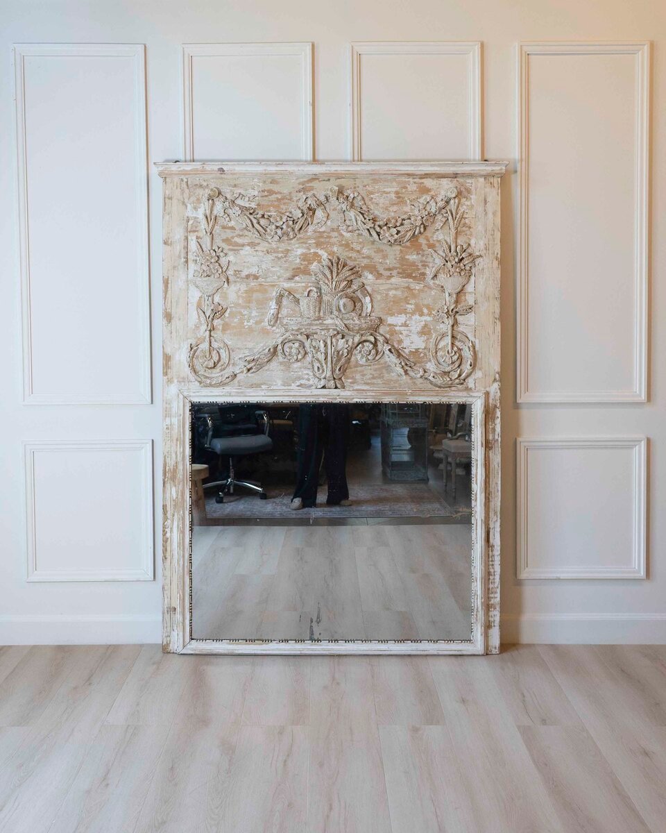 French 18th Century Louis XVI Style Carved and Painted Screen - JAA