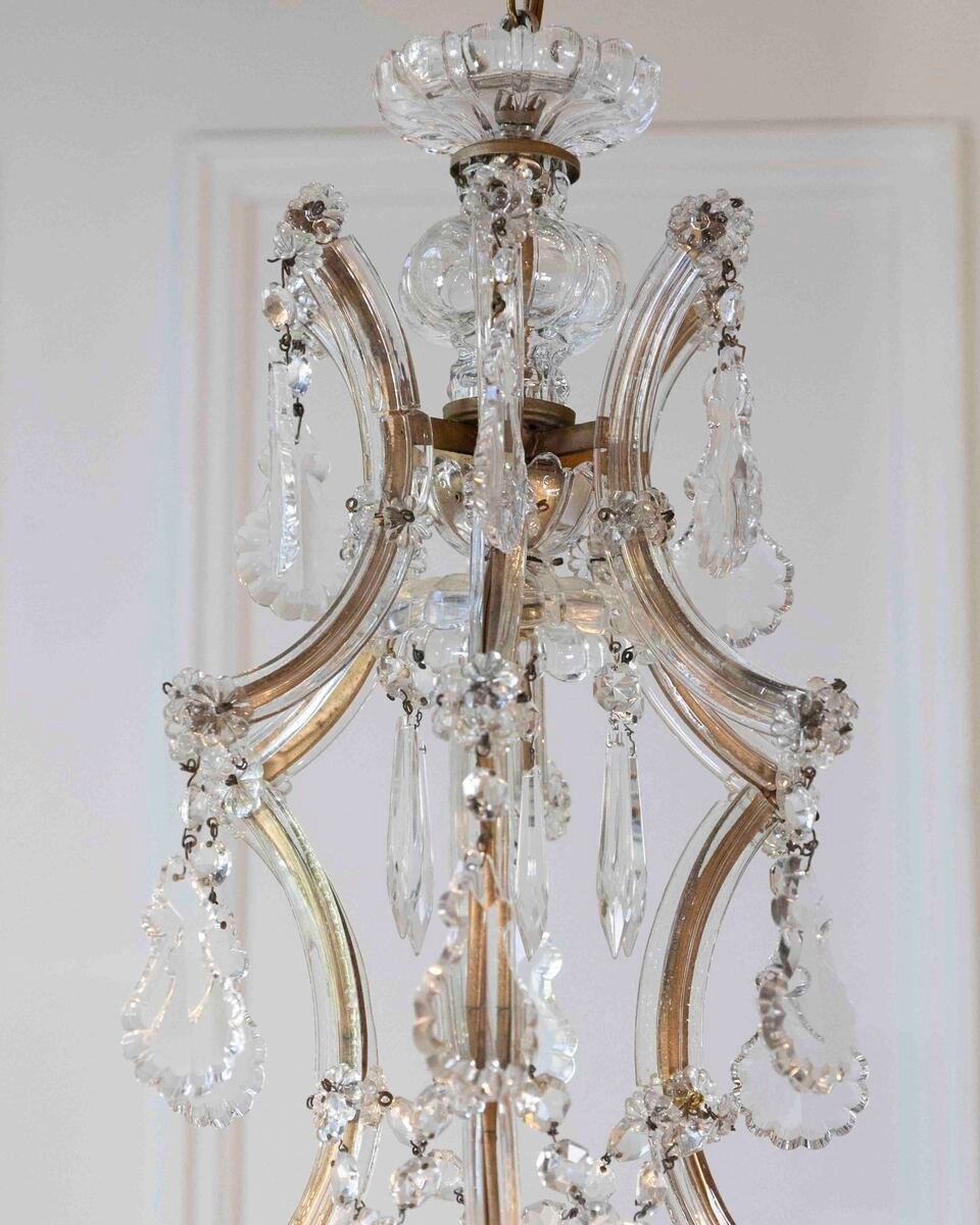 Italian Crystal Seven-light Chandelier Maria Theresa Style 1950s - JAA