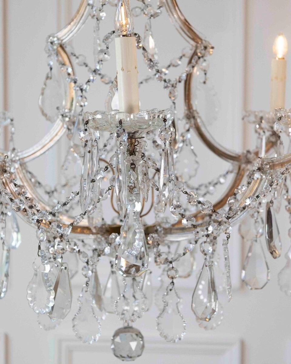Italian Crystal Seven-light Chandelier Maria Theresa Style 1950s - JAA