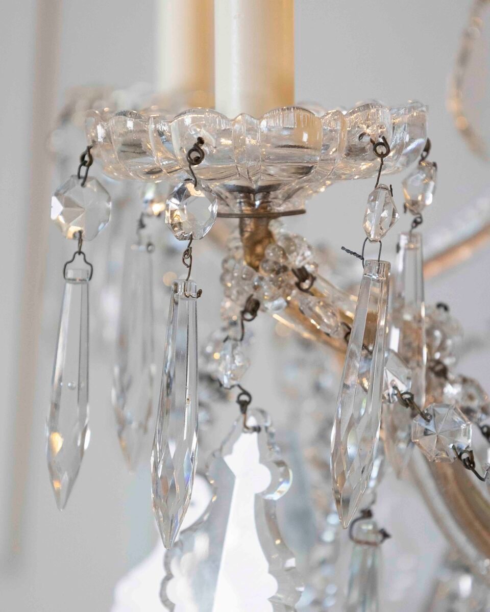 Italian Crystal Seven-light Chandelier Maria Theresa Style 1950s - JAA