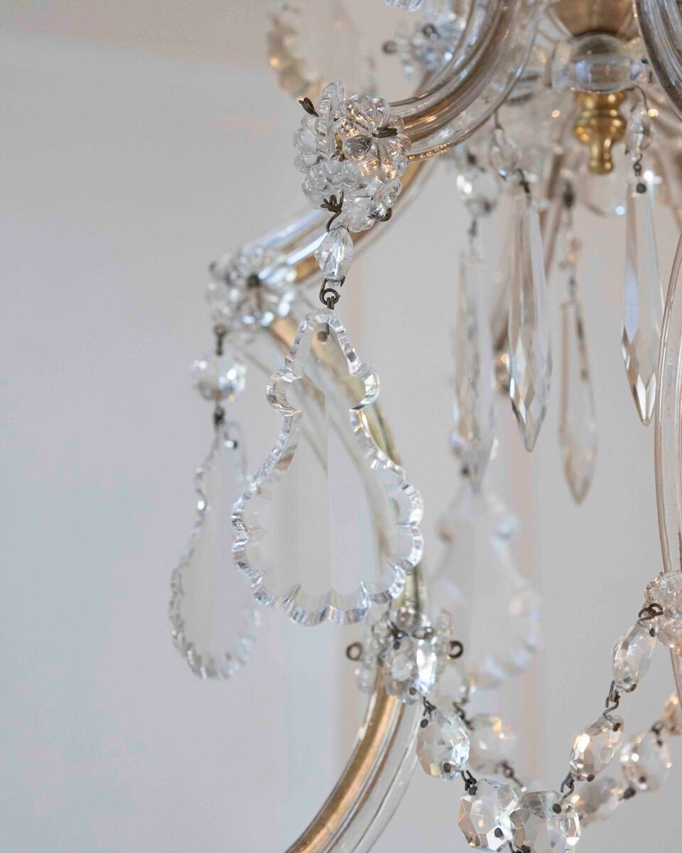 Italian Crystal Seven-light Chandelier Maria Theresa Style 1950s - JAA