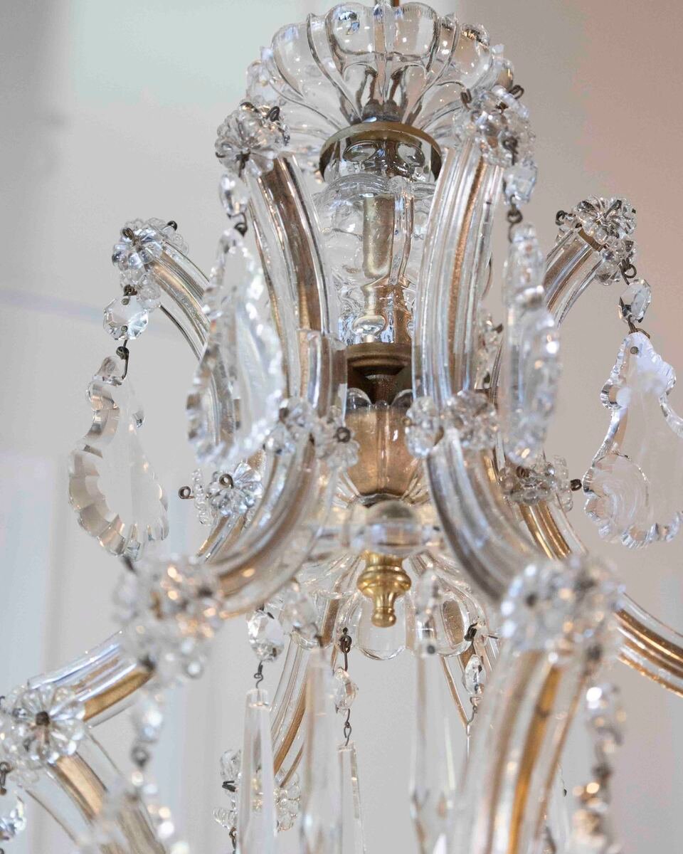 Italian Crystal Seven-light Chandelier Maria Theresa Style 1950s - JAA