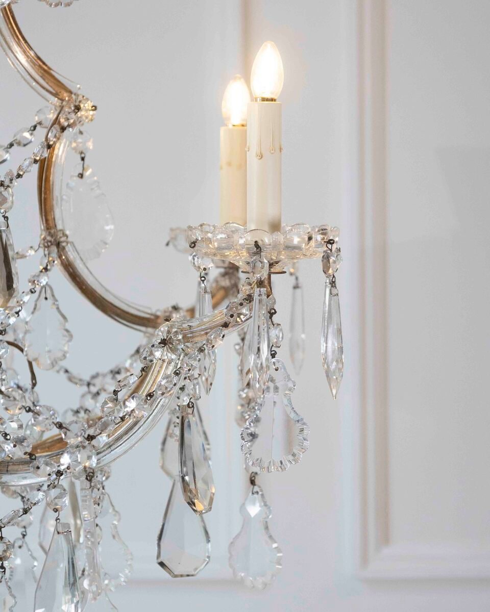 Italian Crystal Seven-light Chandelier Maria Theresa Style 1950s - JAA