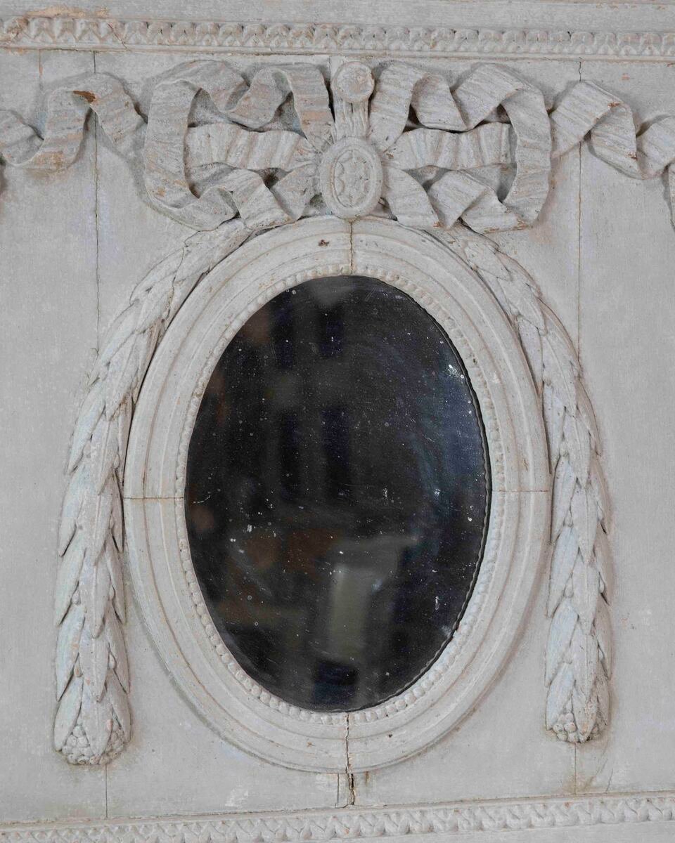 19th Century French Painted Boiserie Panel with Original Mirror Plate - JAA