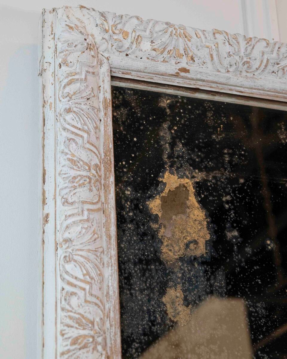 French 19th Century Louis XIV Style Carved Wood and Stucco Mirror - JAA