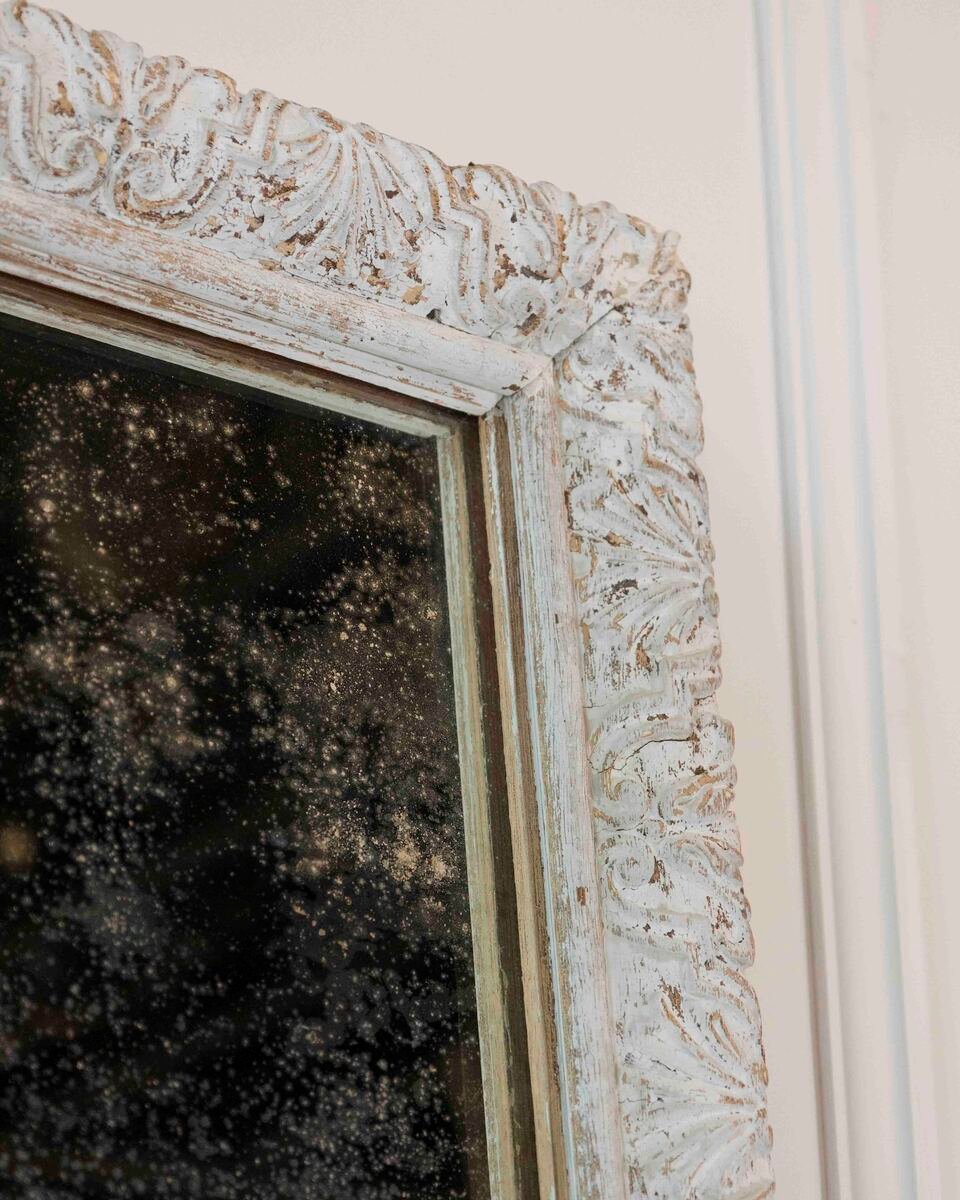 French 19th Century Louis XIV Style Carved Wood and Stucco Mirror - JAA