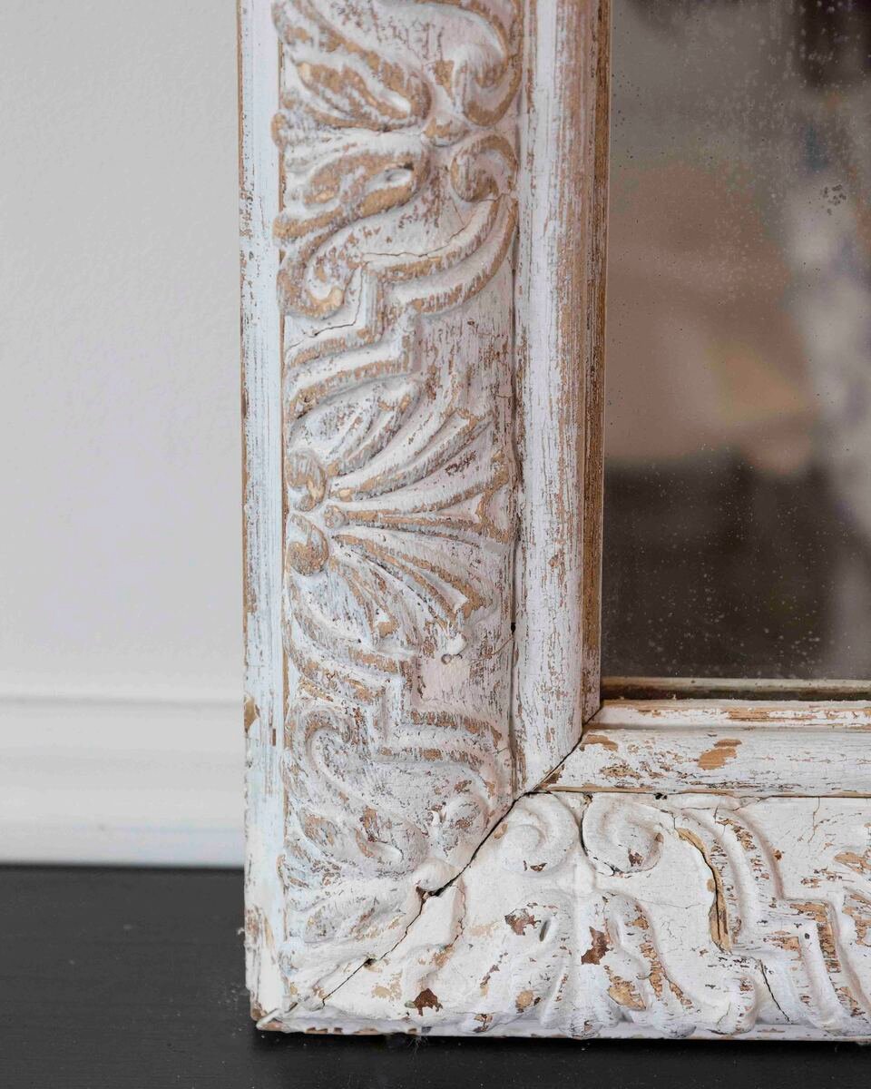 French 19th Century Louis XIV Style Carved Wood and Stucco Mirror - JAA