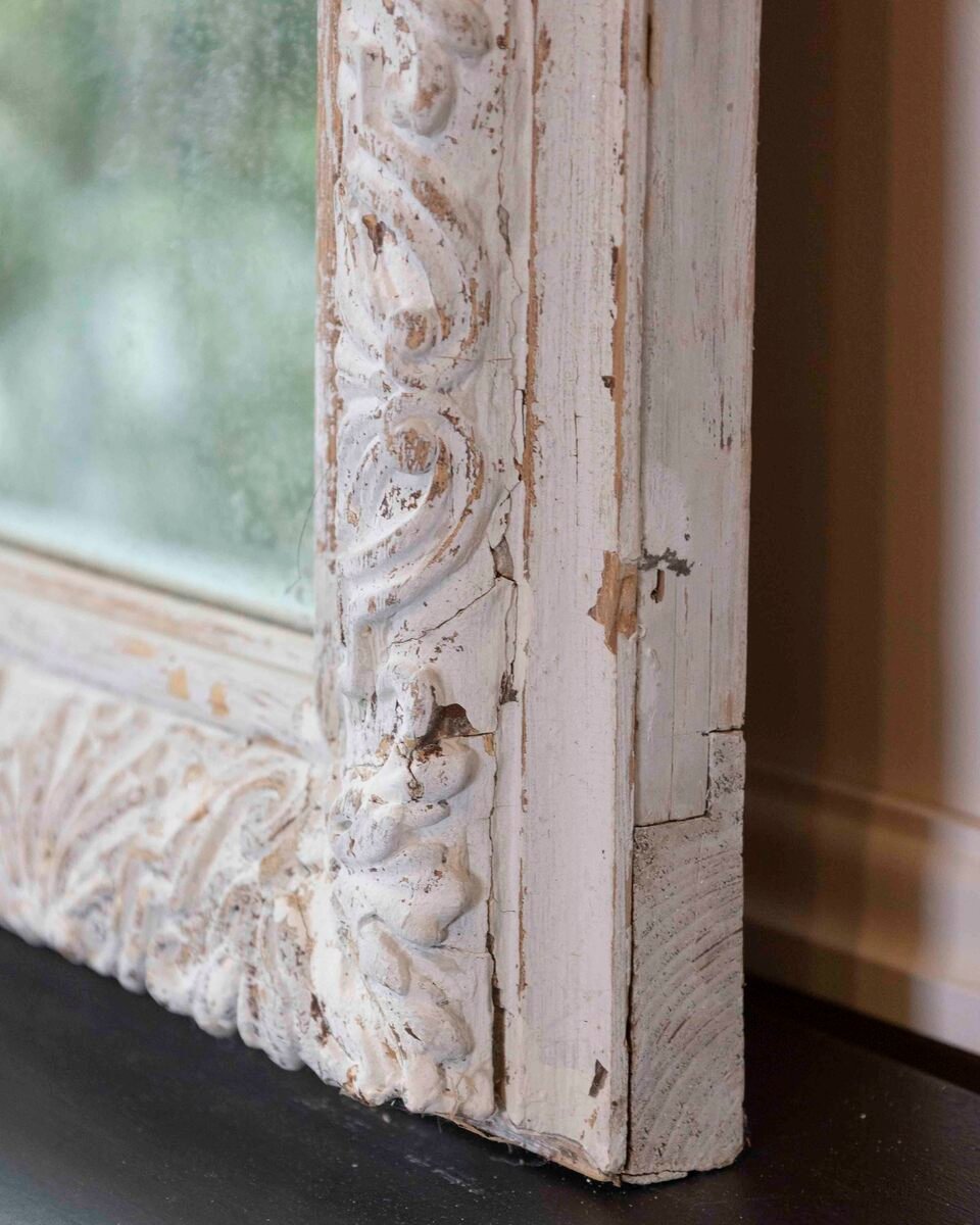 French 19th Century Louis XIV Style Carved Wood and Stucco Mirror - JAA