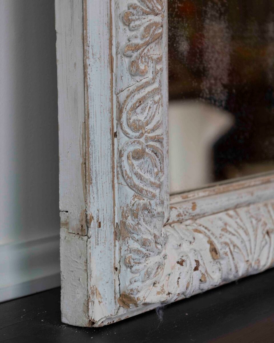 French 19th Century Louis XIV Style Carved Wood and Stucco Mirror - JAA