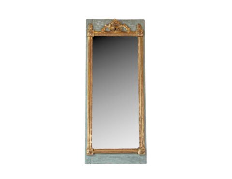 French 18th Century Carved Giltwood Mirror with Painted Boiserie Panels