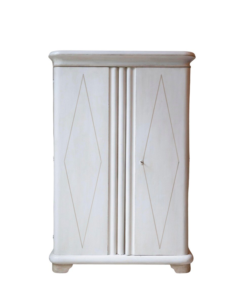 Lacquered Two-Door Wardrobe in Ivory and Turtledove Tones