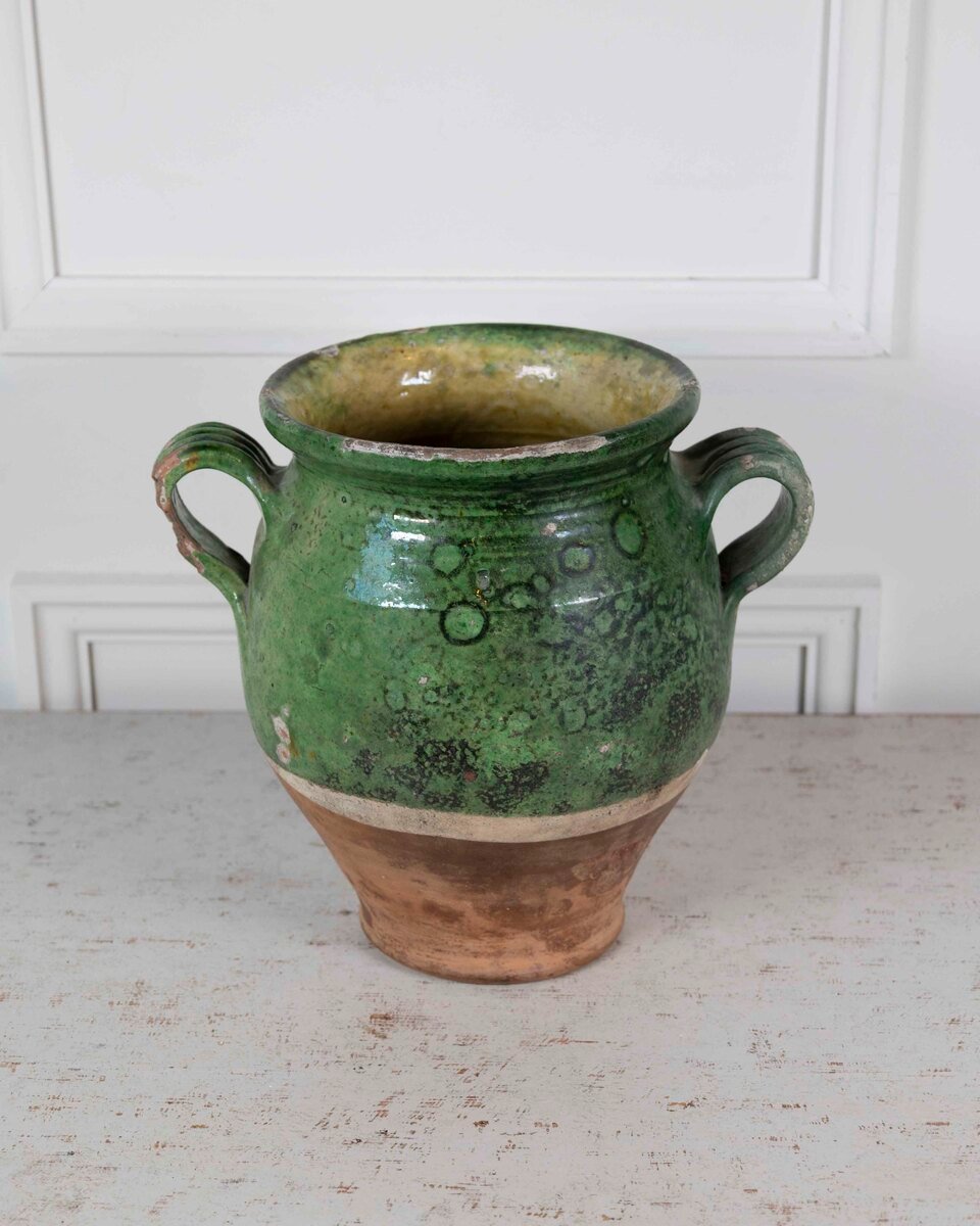 French 19th Century Green-Glaze Confit Pot - JAA