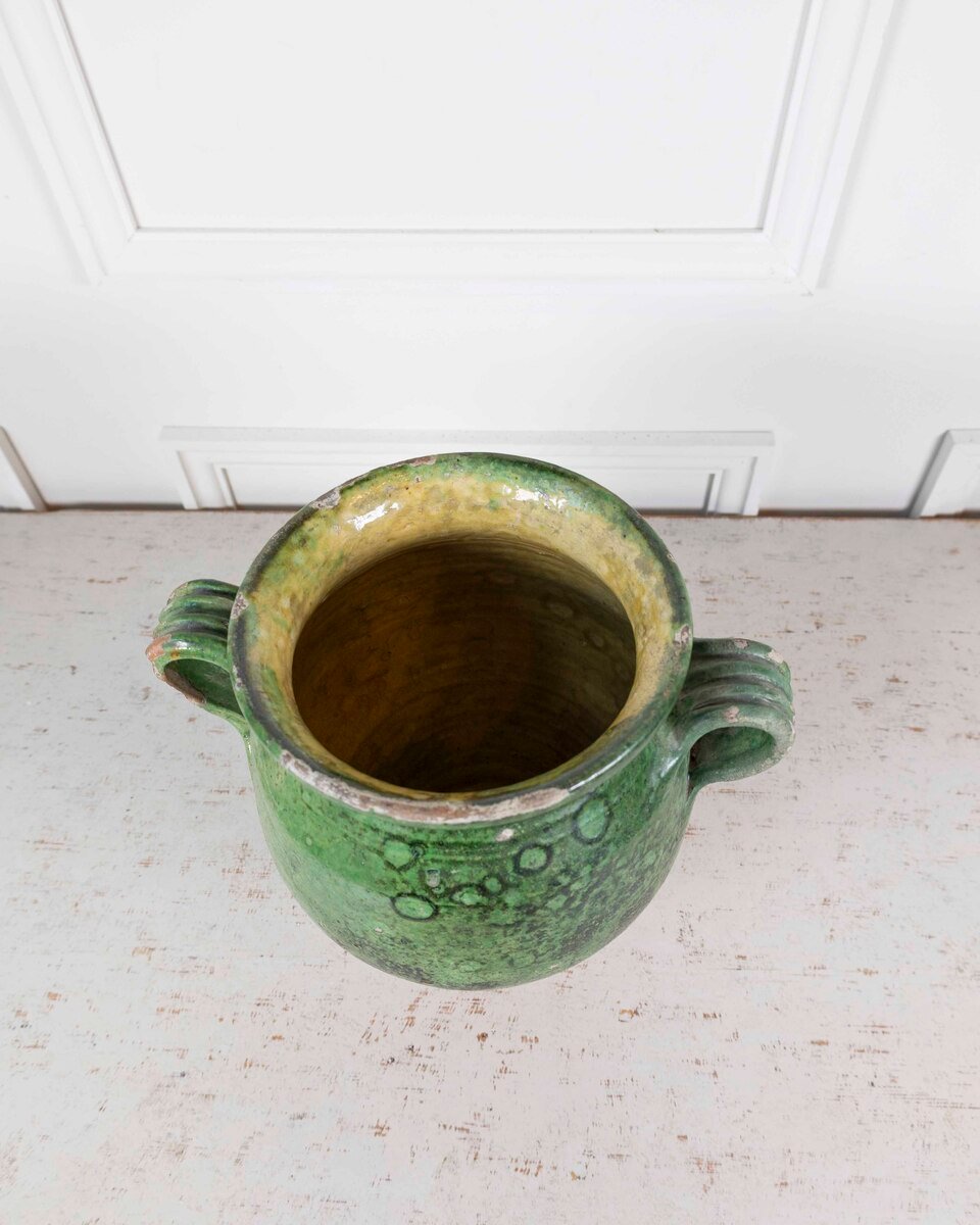 French 19th Century Green-Glaze Confit Pot - JAA