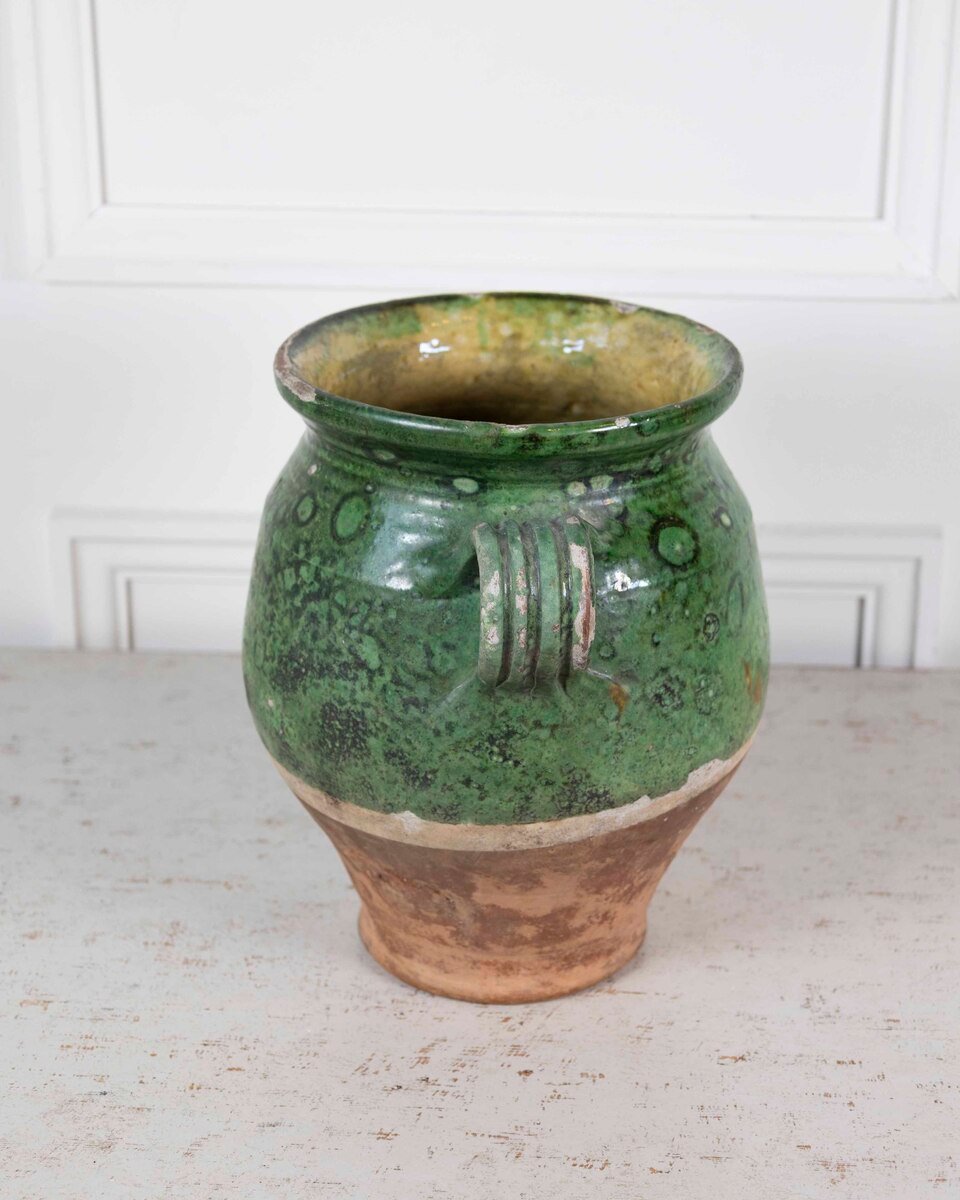 French 19th Century Green-Glaze Confit Pot - JAA