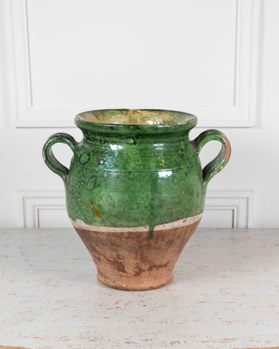 French 19th Century Green-Glaze Confit Pot - JAA