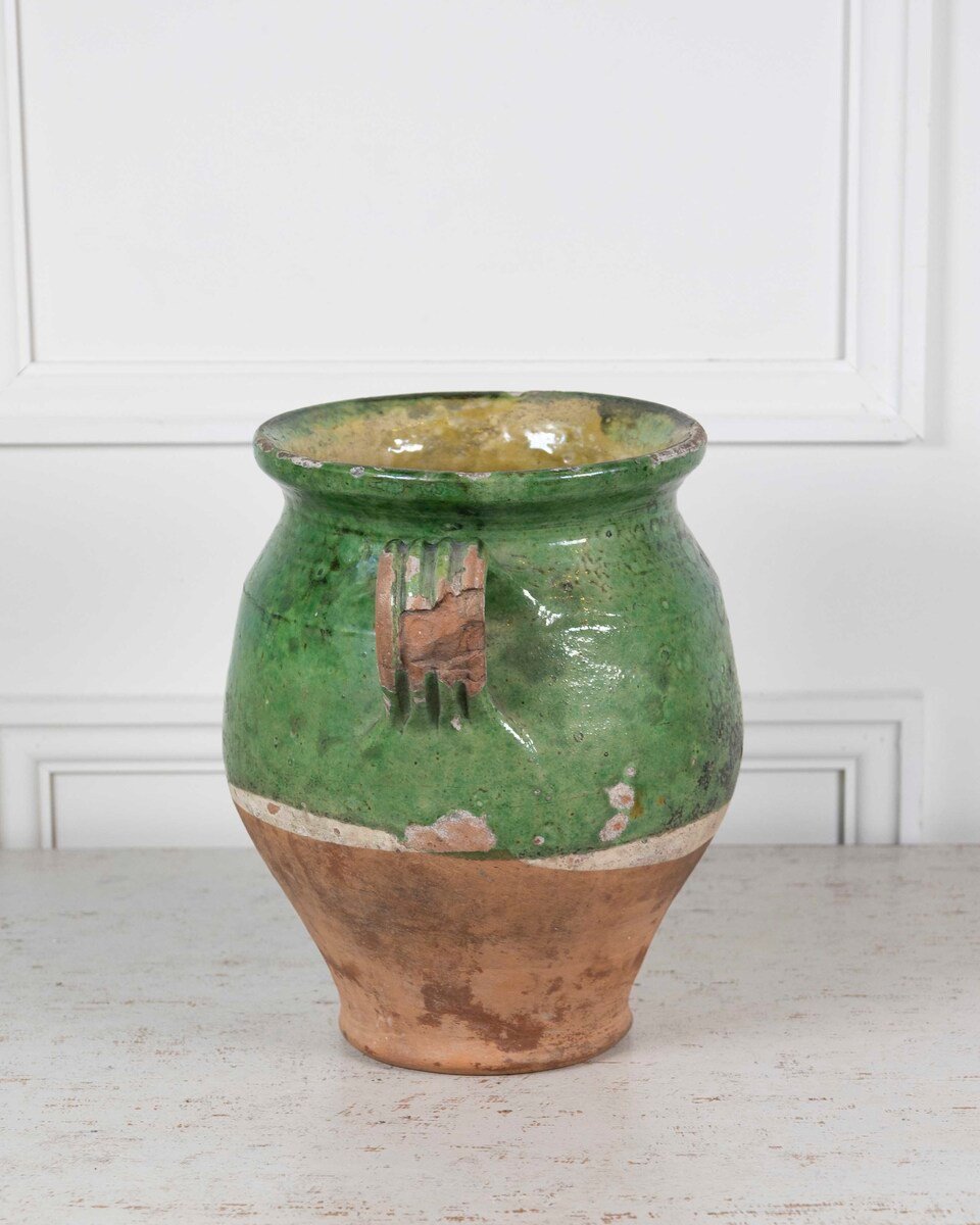 French 19th Century Green-Glaze Confit Pot - JAA